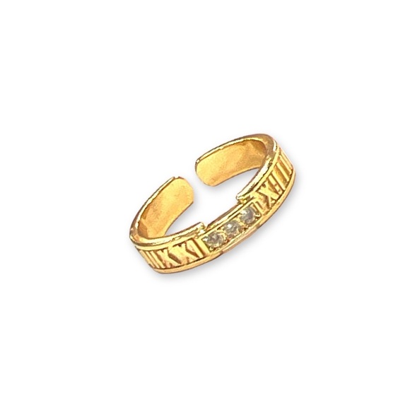 Open size Roman Number Gold Layered Ring - Picture 1 of 3